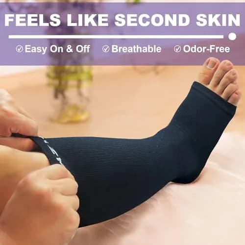 NEWZILL Open Toe Compression Socks for Women & Men | 20-30 mmHg Knee High Support, Gray thumbnail 2