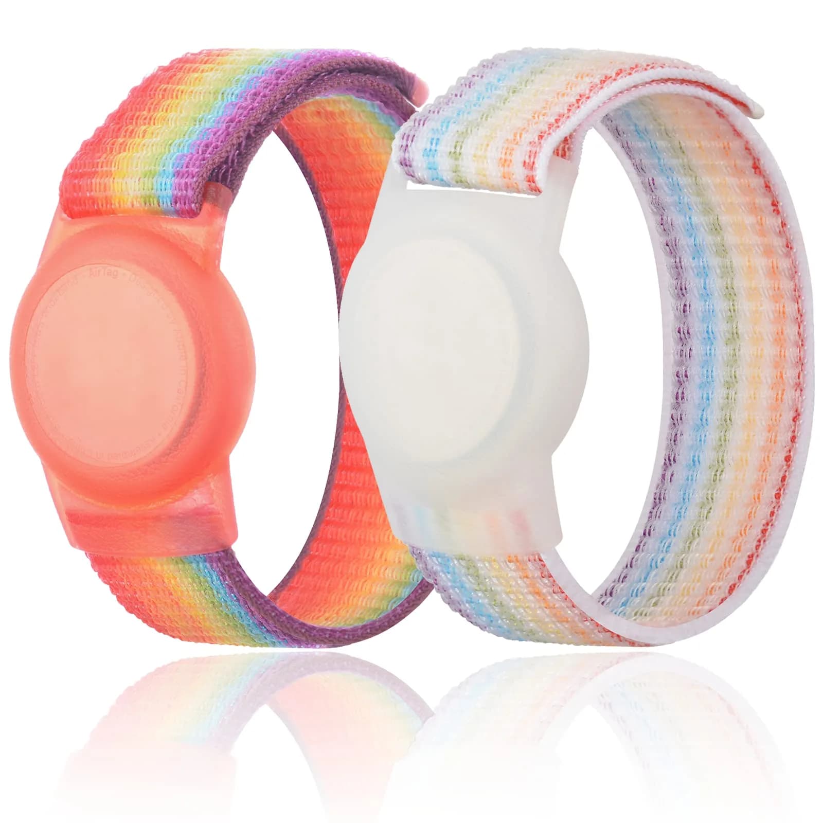 Qonuiy Rainbow Kids AirTag Wristband with Protective Case | Adjustable Nylon Bracelet for Toddlers & Children - main product image