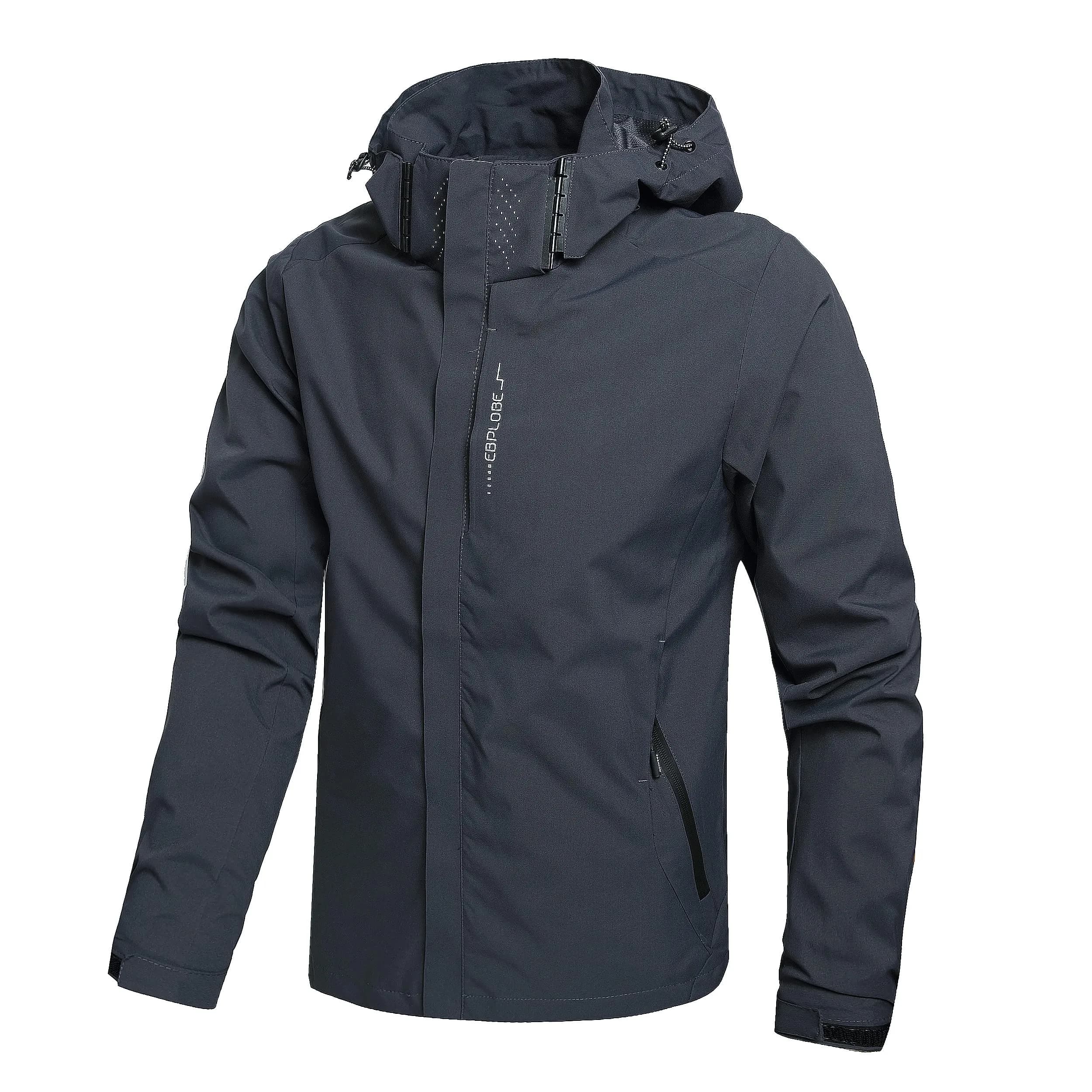 Hikevitang Men's Lightweight Waterproof Rain Jacket | Breathable, Windproof & Hooded (XX-Large) — Volcanic Grey