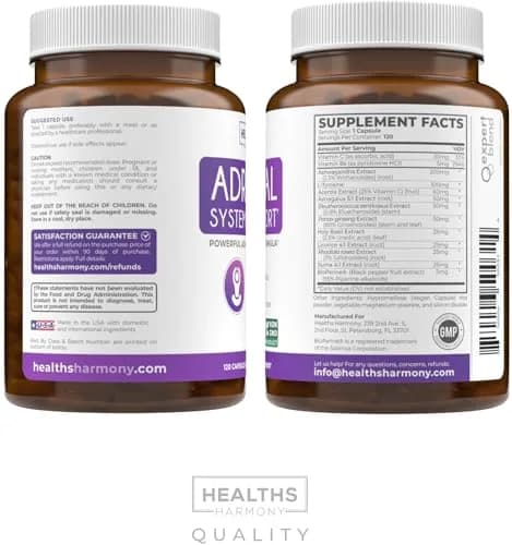 Healths Harmony Adrenal Support & Cortisol Manager 120 Capsules | Non-GMO Stress & Fatigue Relief thumbnail 8