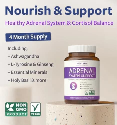 Healths Harmony Adrenal Support & Cortisol Manager 120 Capsules | Non-GMO Stress & Fatigue Relief thumbnail 2