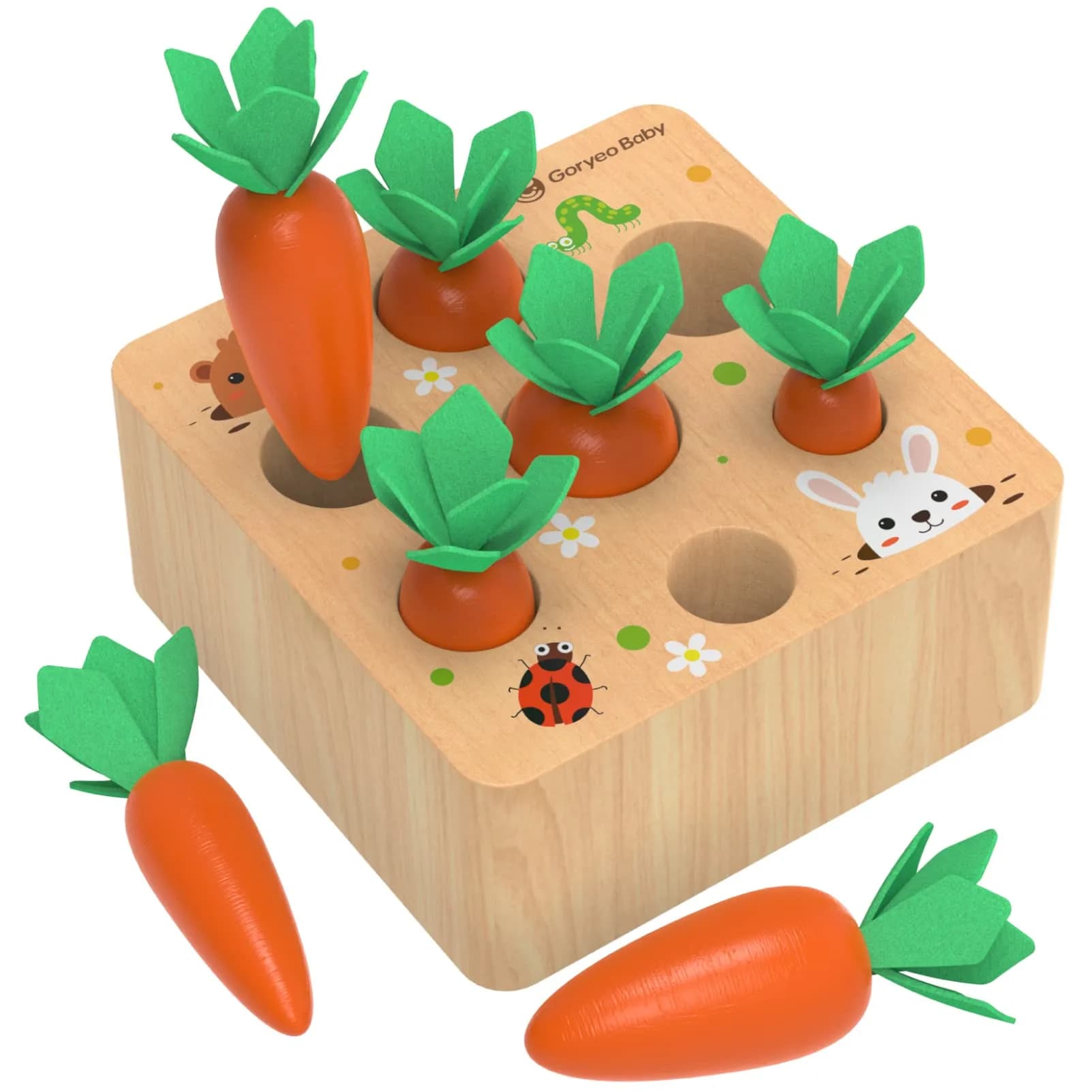 KMTJT Montessori Carrot Harvest Game Wooden Toy for Toddlers 2-3 Years Old | Educational STEM Toy