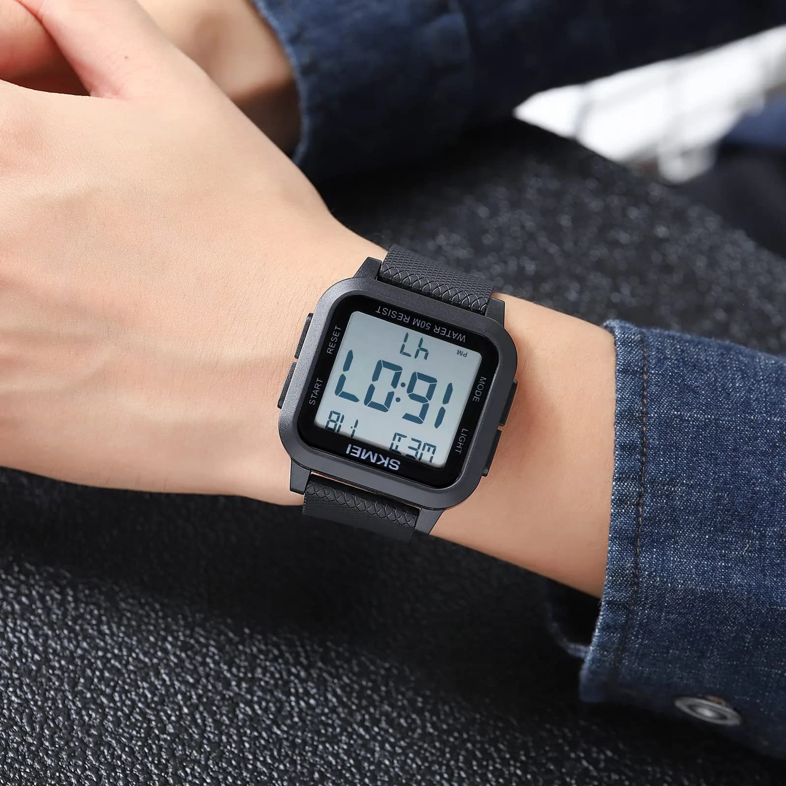 Gosasa Men's B- Black White Digital Airplane Watch 47mm Case | Aviation-Inspired Design with LED Light - view 2