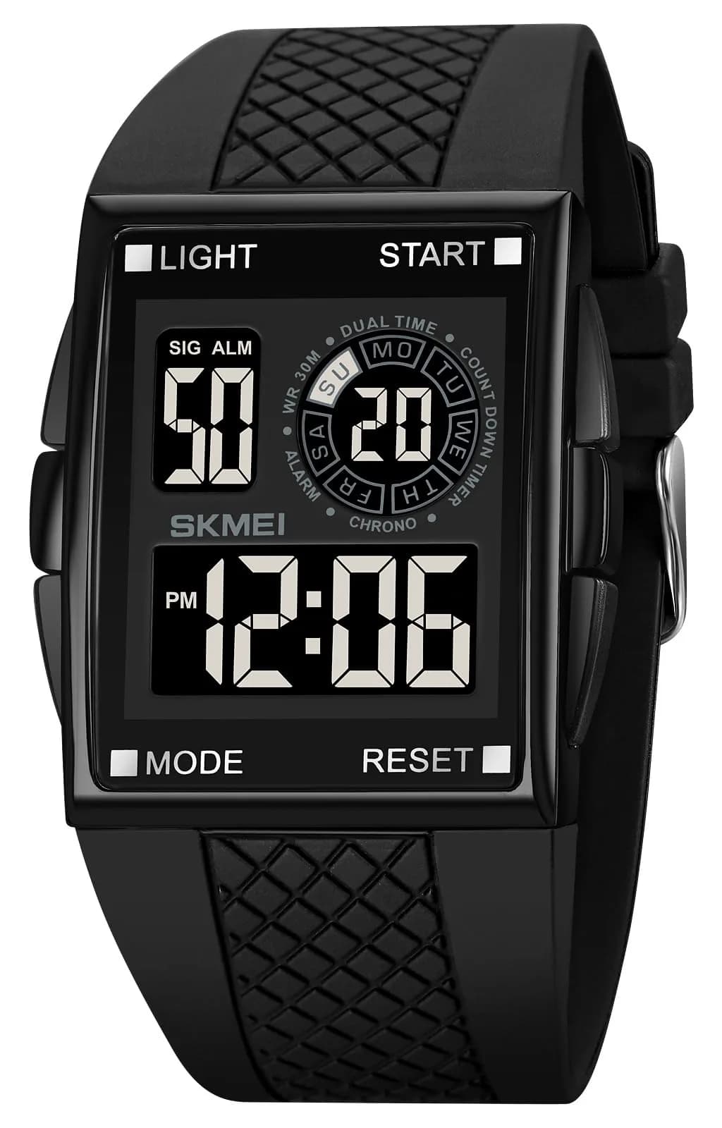 Gosasa Men's C- Full Black Digital Airplane Watch 47mm Case | Aviation-Inspired Design with LED Light - main product image