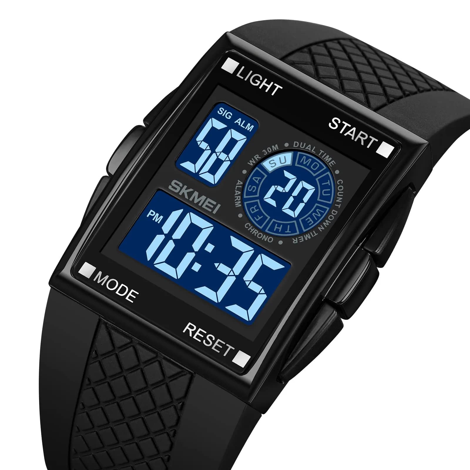 Gosasa Men's C- Full Black Digital Airplane Watch 47mm Case | Aviation-Inspired Design with LED Light - view 2