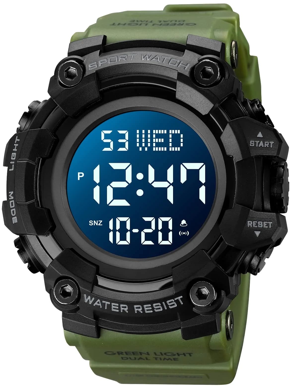 Gosasa Men's E-Green Digital Airplane Watch 47mm Case | Aviation-Inspired Design with LED Light - main product image