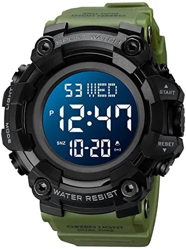 Gosasa Men Sports Military Watches Digital Airplane Shaped LED Light Waterproof Watches (E-Green) | 5ATM Water Resistant, Shockproof, LED Light thumbnail 1