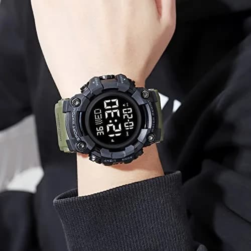 Gosasa Men Sports Military Watches Digital Airplane Shaped LED Light Waterproof Watches (E-Green) | 5ATM Water Resistant, Shockproof, LED Light thumbnail 4