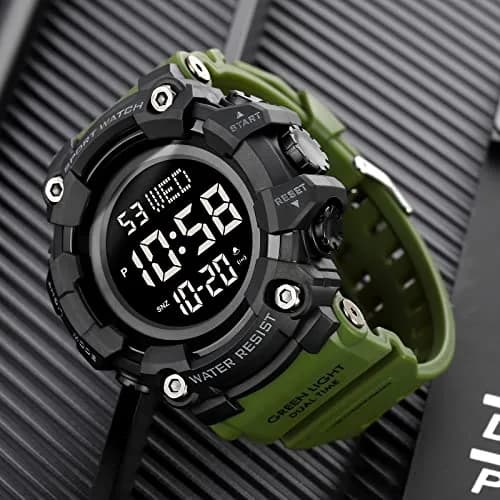 Gosasa Men Sports Military Watches Digital Airplane Shaped LED Light Waterproof Watches (E-Green) | 5ATM Water Resistant, Shockproof, LED Light thumbnail 5