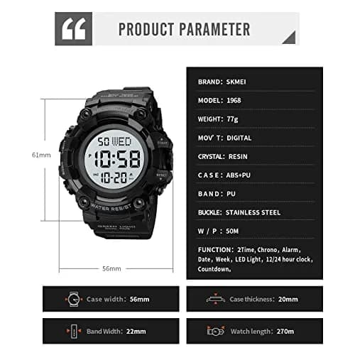 Gosasa Men Sports Military Watches Digital Airplane Shaped LED Light Waterproof Watches (E-Green) | 5ATM Water Resistant, Shockproof, LED Light thumbnail 7