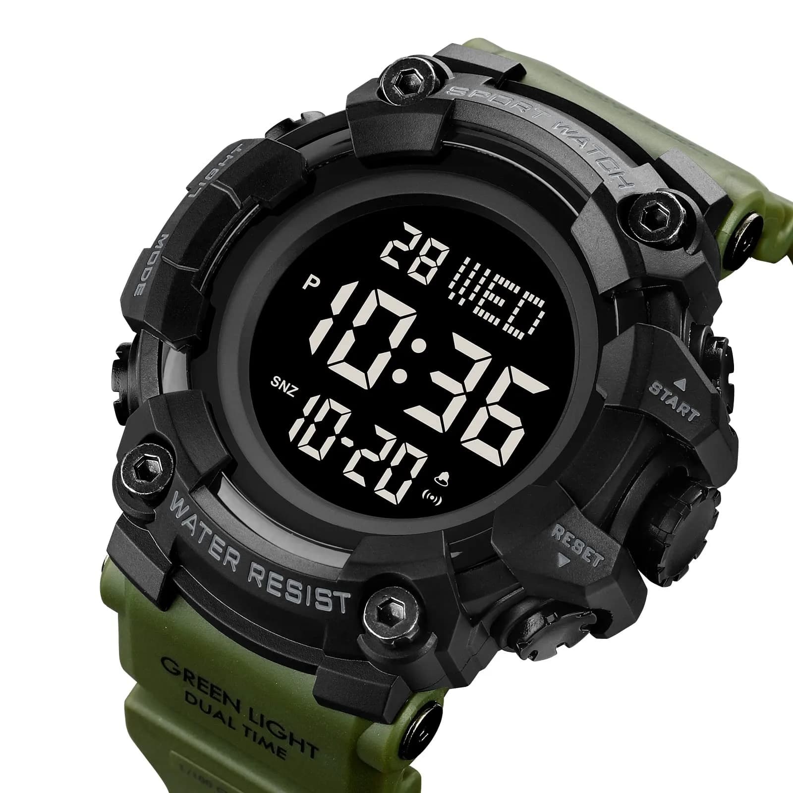 Gosasa Men's E-Green Digital Airplane Watch 47mm Case | Aviation-Inspired Design with LED Light - view 2