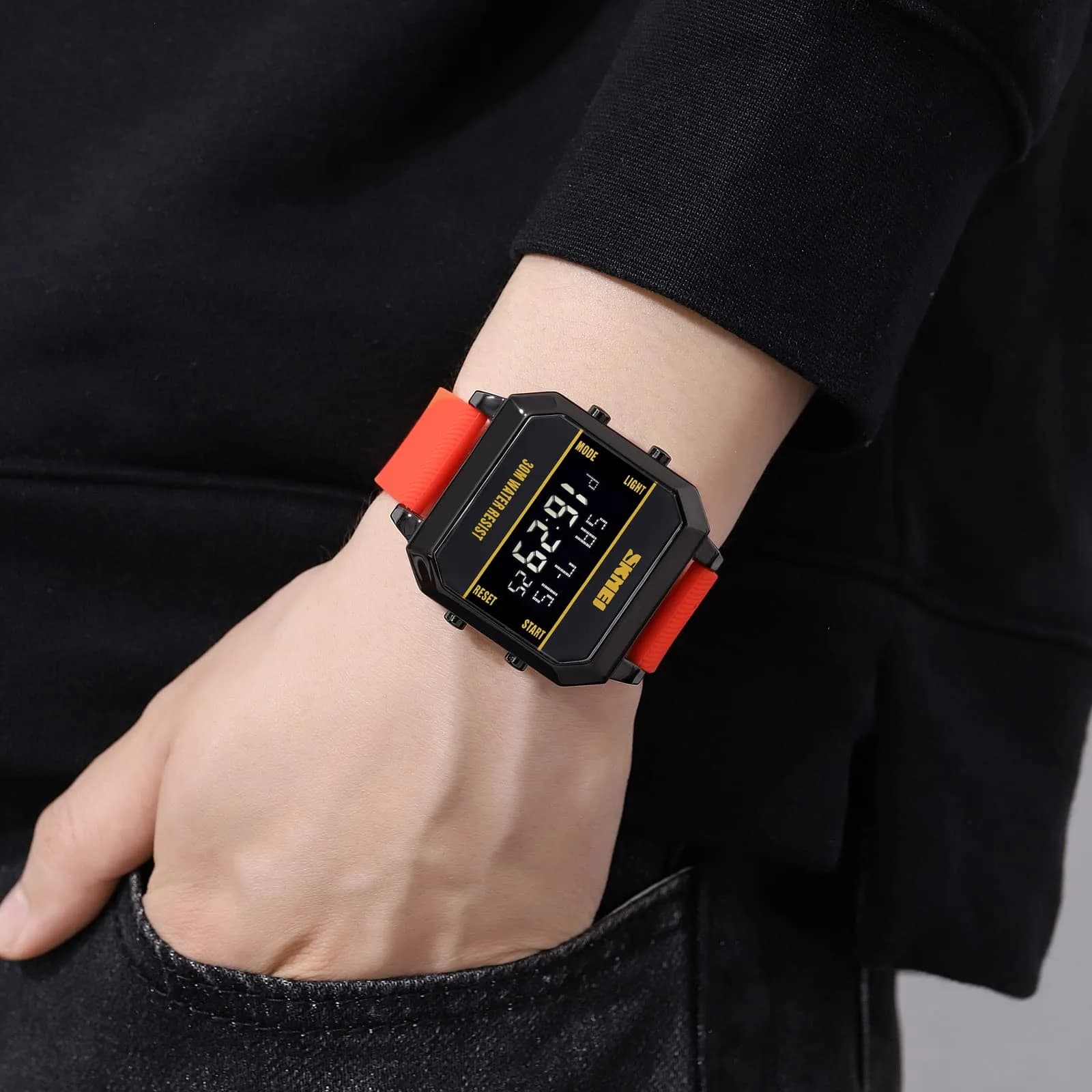 Gosasa Men's D-Red Digital Airplane Watch 47mm Case | Aviation-Inspired Design with LED Light - view 4
