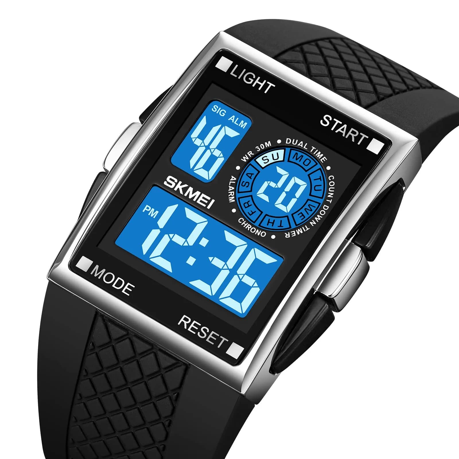 Gosasa Men's C- Silver Black Digital Airplane Watch 47mm Case | Aviation-Inspired Design with LED Light - view 2