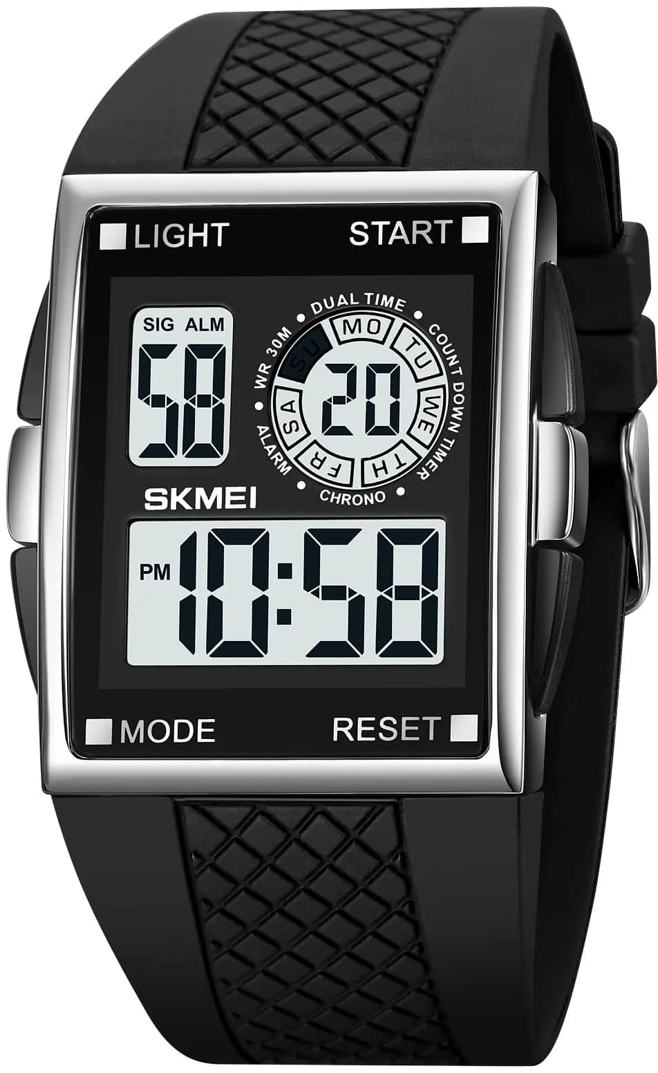 Gosasa Men's C- Silver Black Digital Airplane Watch 47mm Case | Aviation-Inspired Design with LED Light - view 3