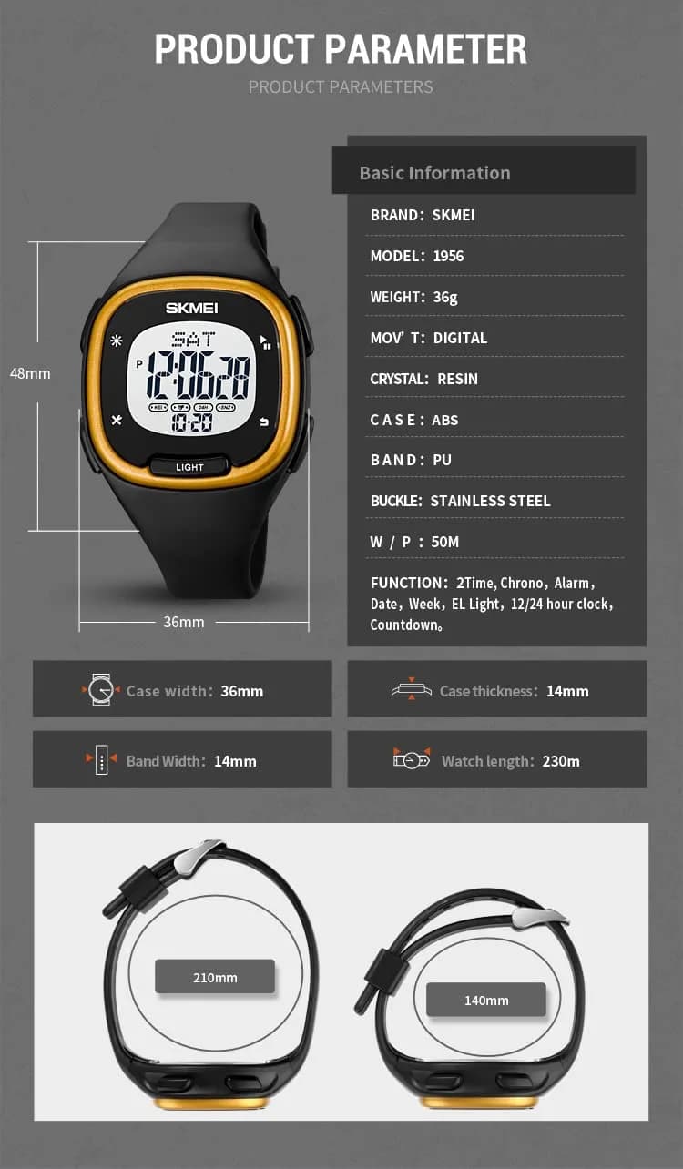 Gosasa Men's F- Gold Black Digital Airplane Watch 47mm Case | Aviation-Inspired Design with LED Light - view 4