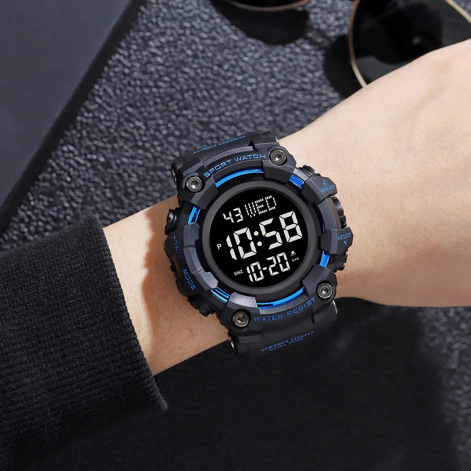 Gosasa Men's E-Blue Digital Airplane Watch 47mm Case | Aviation-Inspired Design with LED Light - view 4