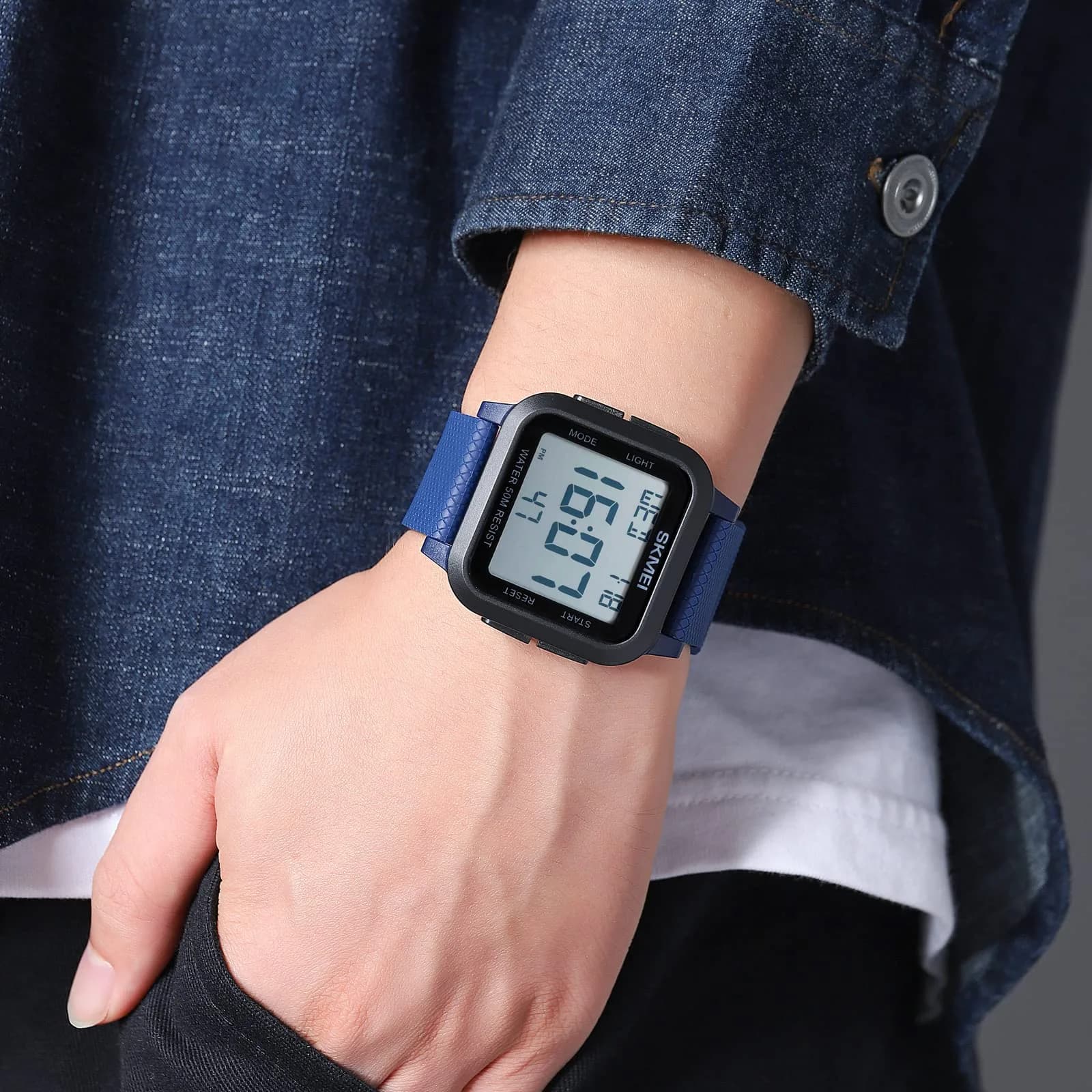 Gosasa Men's Digital Airplane Watch - B- Blue, 47mm Case | Aviation-Inspired LED Light - view 3