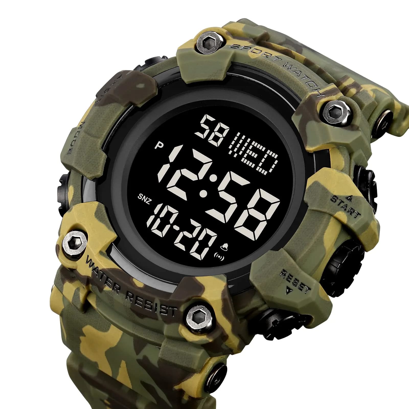Gosasa Men's E-Camouflage Green Digital Airplane Watch 47mm Case with LED Light - view 2
