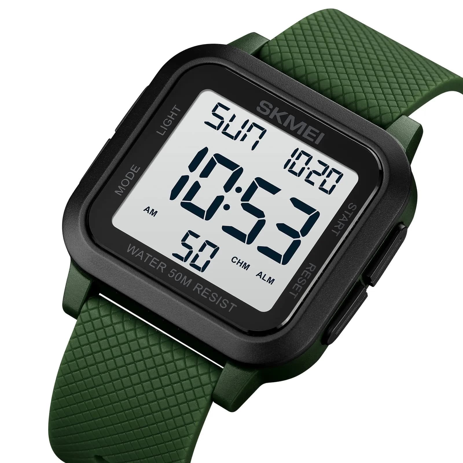 Gosasa Men's B- Army Green Digital Airplane Watch 47mm Case | Aviation-Inspired Design with LED Light - view 2
