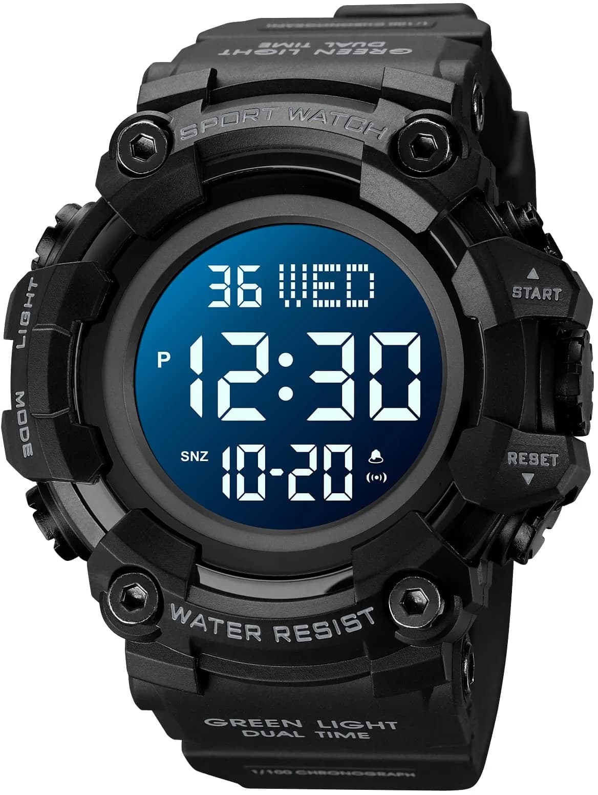 Gosasa Men's E-Black Black Digital Airplane Watch 47mm Case | Aviation-Inspired Design with LED Light - main product image