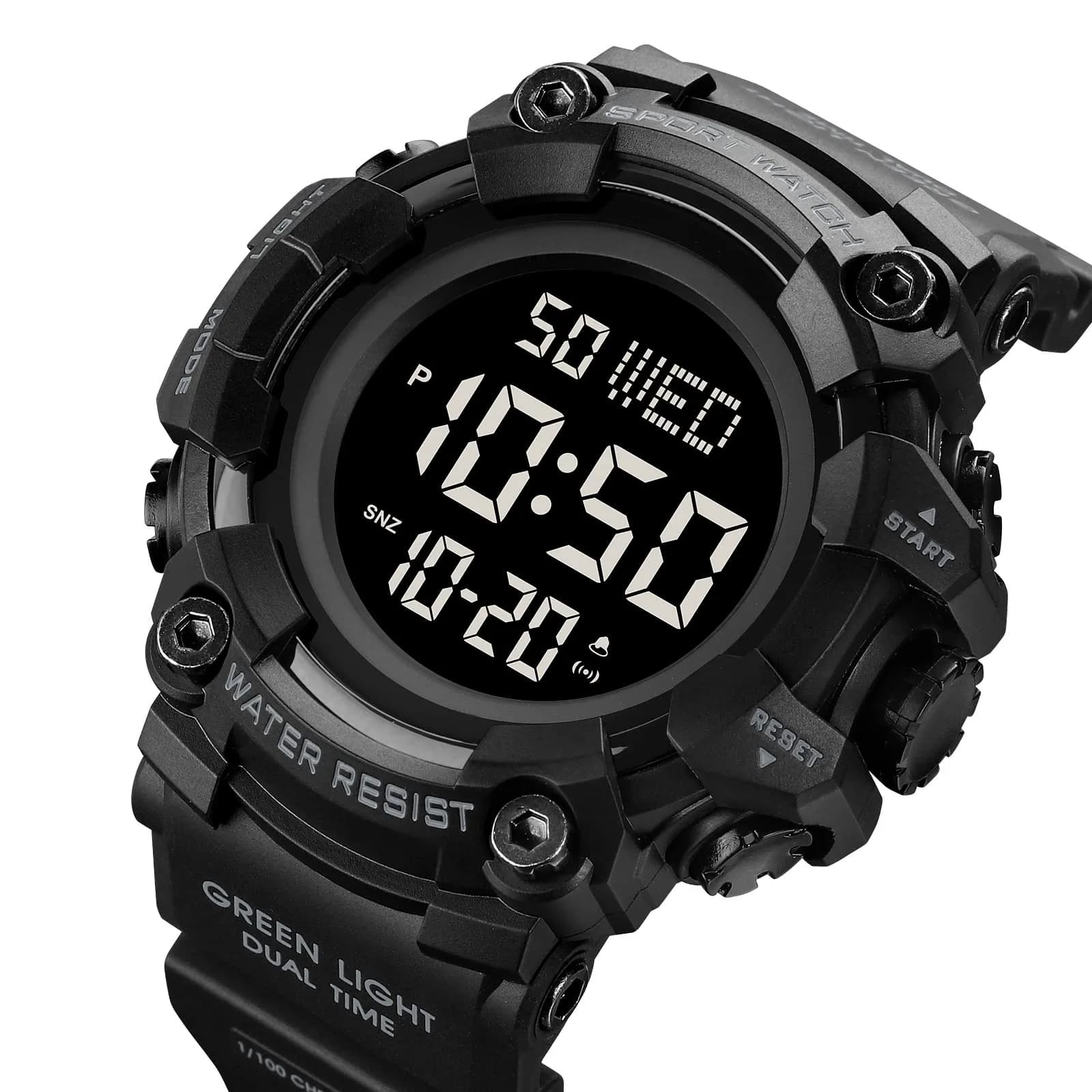 Gosasa Men's E-Black Black Digital Airplane Watch 47mm Case | Aviation-Inspired Design with LED Light - view 2