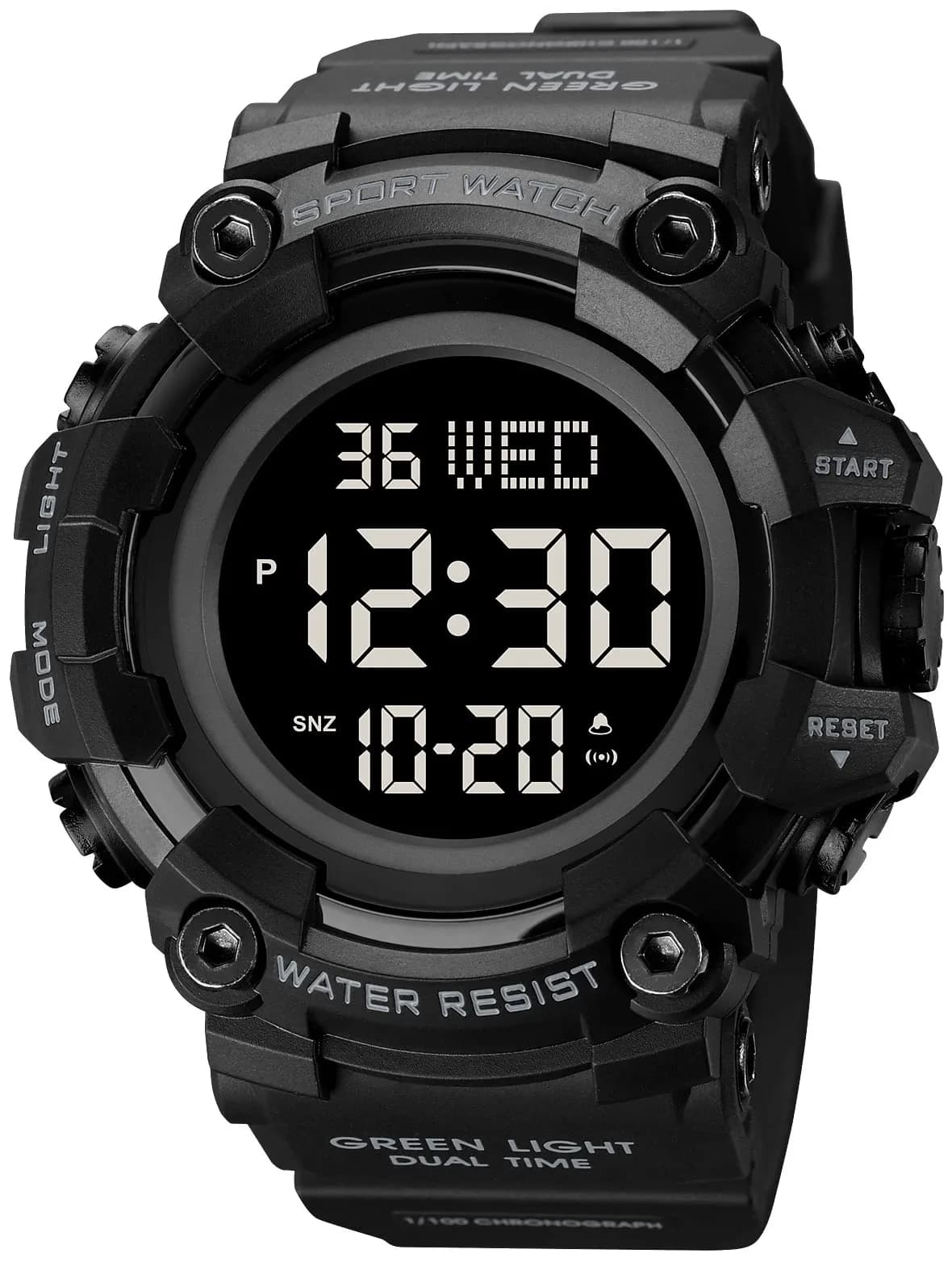 Gosasa Men's E-Black Black Digital Airplane Watch 47mm Case | Aviation-Inspired Design with LED Light - view 3