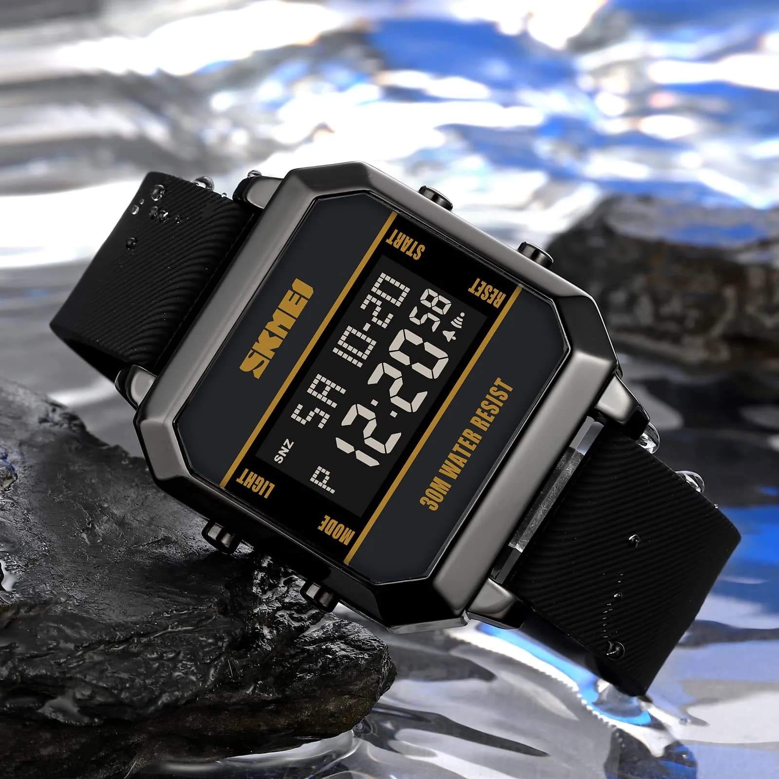 Gosasa Men's D-Black Digital Airplane Watch 47mm Case with LED Light - view 4