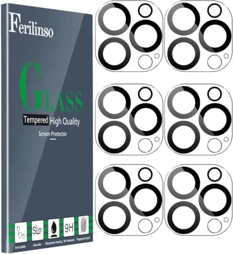 Ferilinso Camera Lens Protector for iPhone 14 Pro Max/15 Pro Max/14 15 Pro | 6 Pack, 9H Glass, Full Coverage, Case Friendly thumbnail 1