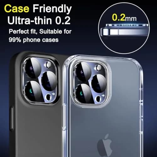 Ferilinso Camera Lens Protector for iPhone 14 Pro Max/15 Pro Max/14 15 Pro | 6 Pack, 9H Glass, Full Coverage, Case Friendly thumbnail 4