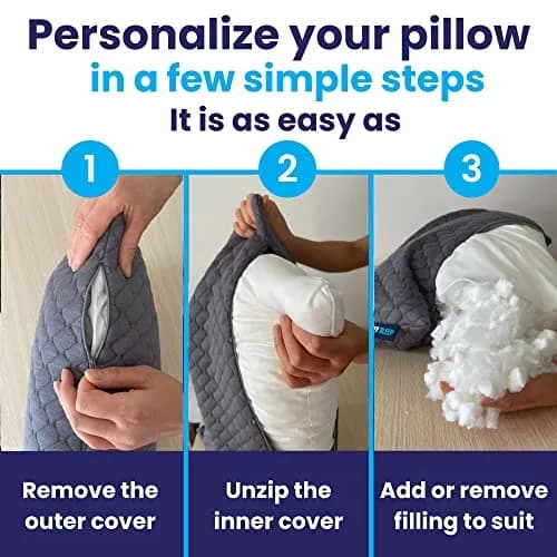 Sidney Sleep Cervical Contour Pillow Queen Size 19" x 29" | Adjustable Neck & Shoulder Support thumbnail 3