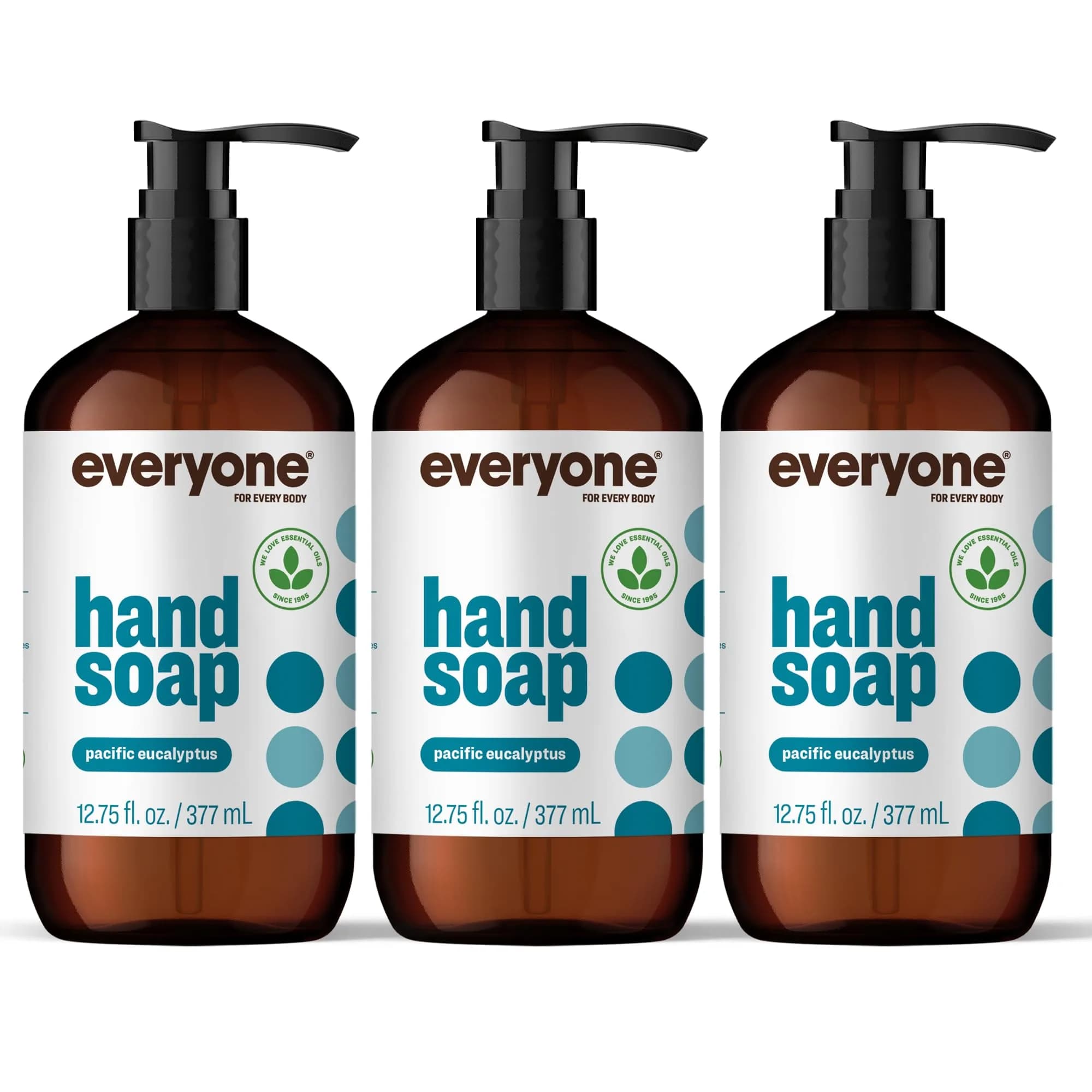 everyone for every body Liquid Hand Soap, Pacific Eucalyptus, 3-Pack | Essential Oils & Hypoallergenic Formula