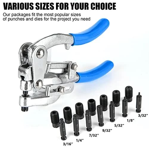 NiQinWuKin Heavy Duty Metal Hole Punch Set | 7 Sizes for Aluminum, Brass & Steel | Blue thumbnail 7