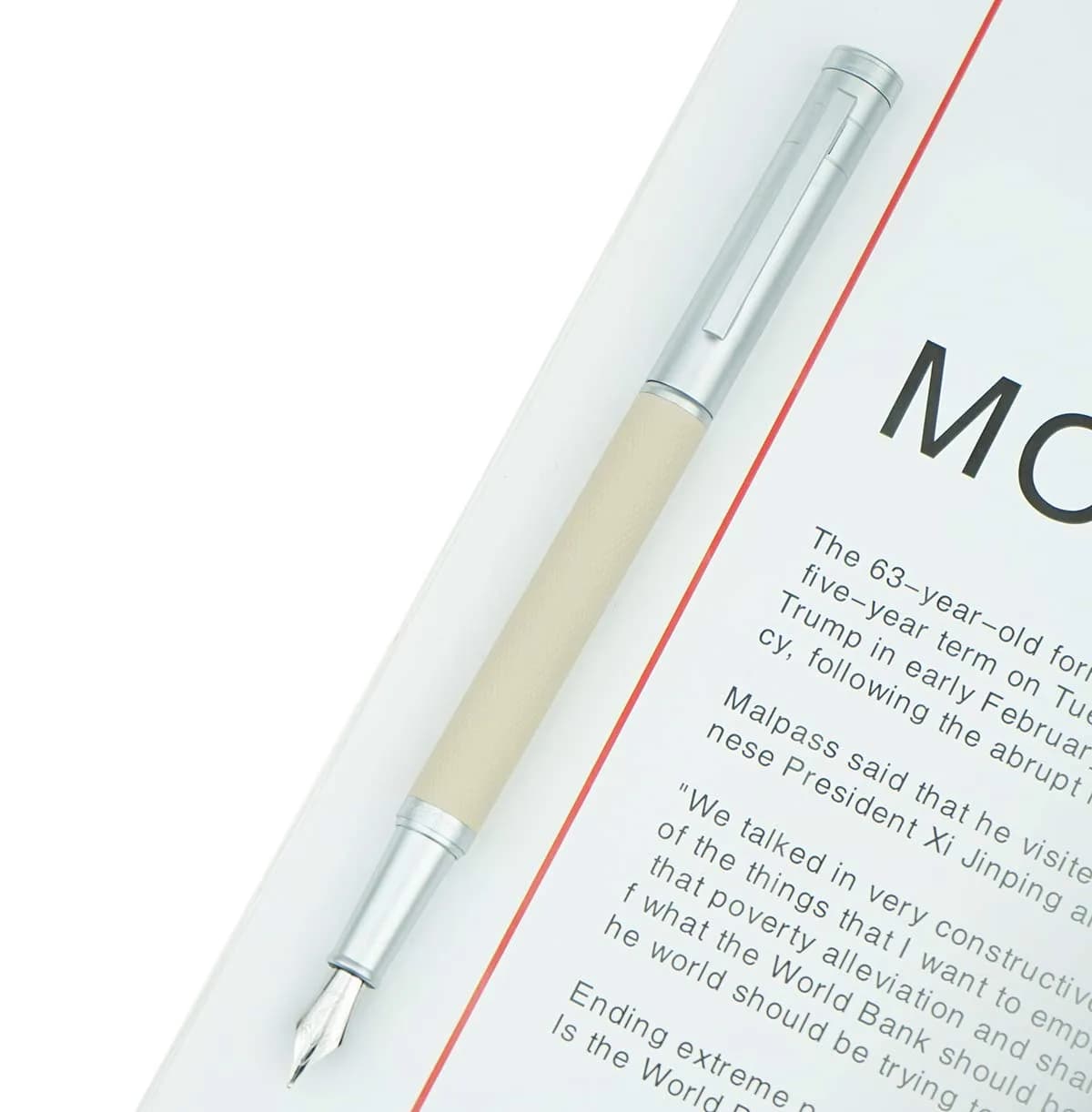 erofa H3 Fountain Pen White M Nib with Bamboo Clip, Silver Aluminum Alloy Writing Pen 135mm - view 3