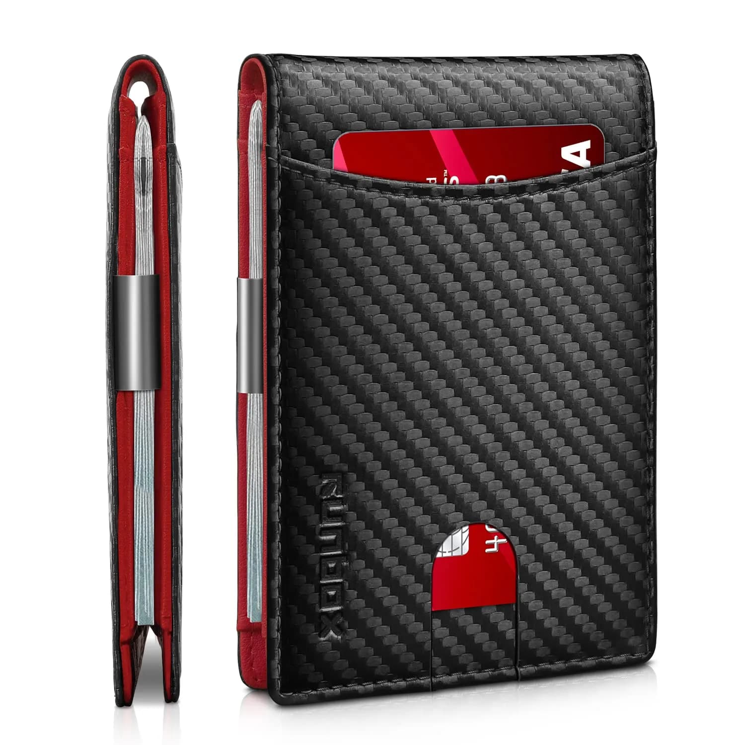 RUNBOX Slim Money Clip Wallets for Men and Teen Boys RFID Blocking 11 Card Holder Small Leather Bifold Gift Box