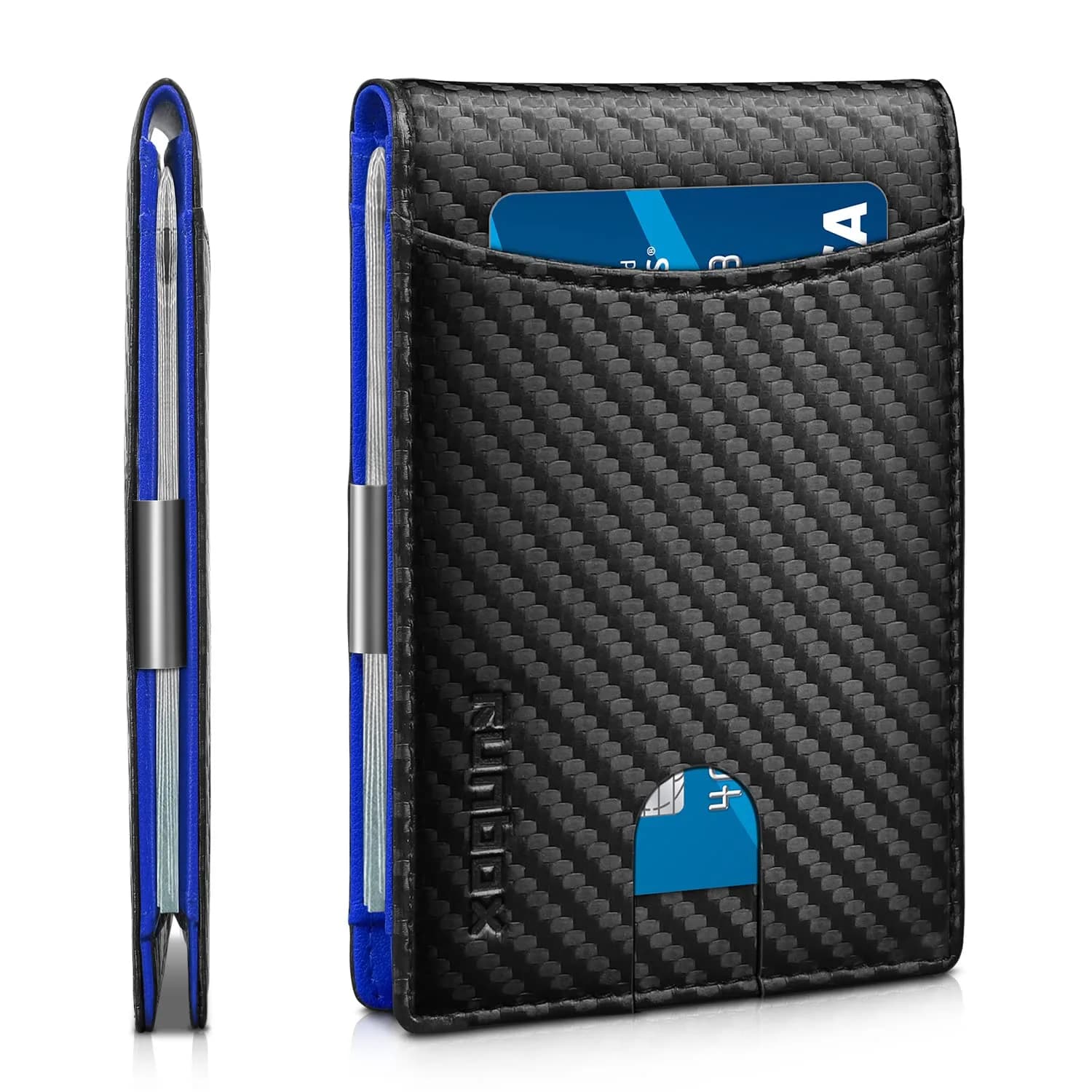 RUNBOX Slim Money Clip Wallets for Men and Teen Boys RFID Blocking 11 Card Holder Small Leather Bifold