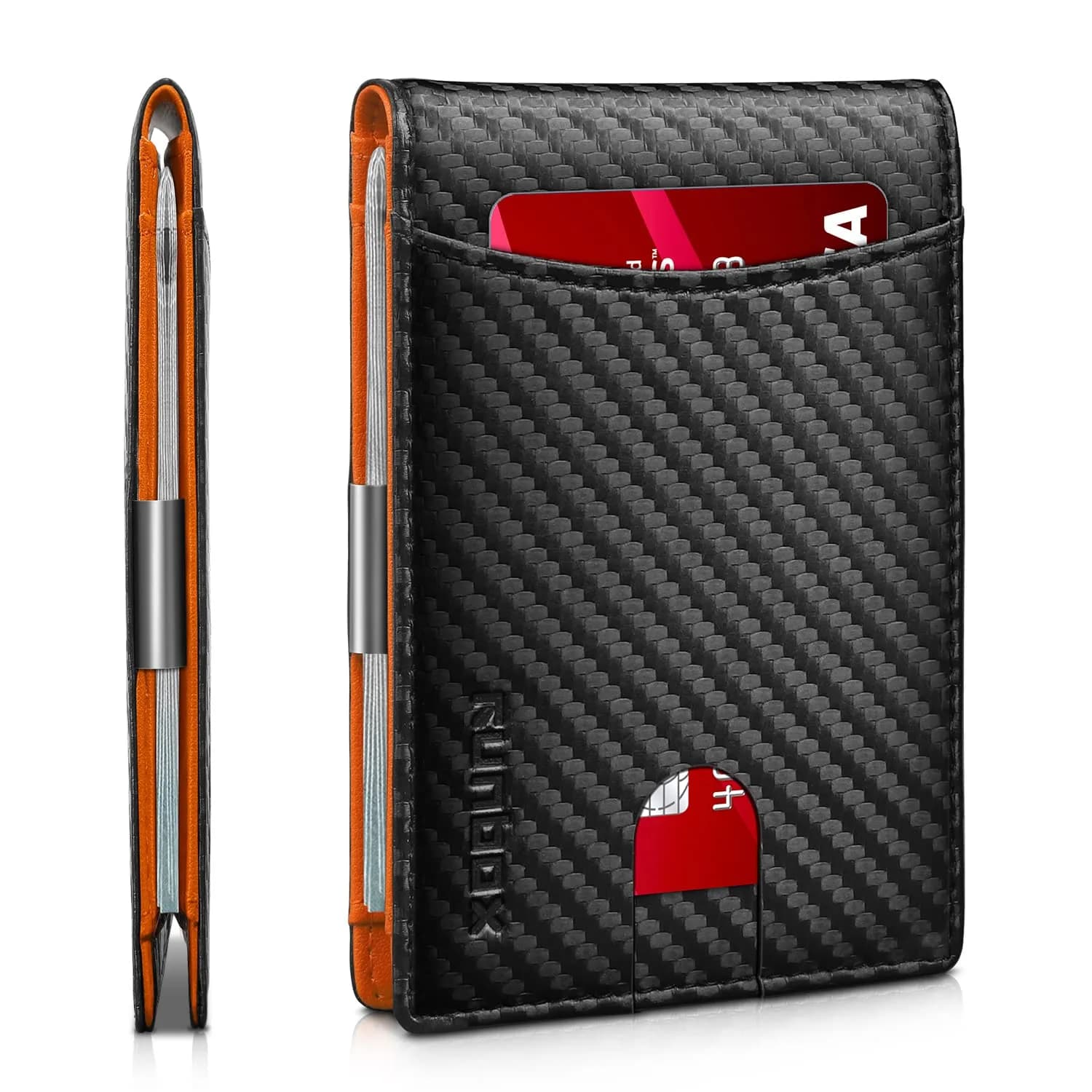 RUNBOX Slim Money Clip Wallets for Men and Teen Boys RFID Blocking 11 Card Holder Small Leather Bifold Gift Box