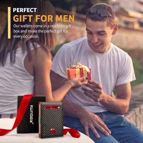 RUNBOX Slim Money Clip Wallets for Men and Teen Boys RFID Blocking 11 Card Holder Small Leather Bifold Gift Box thumbnail 6