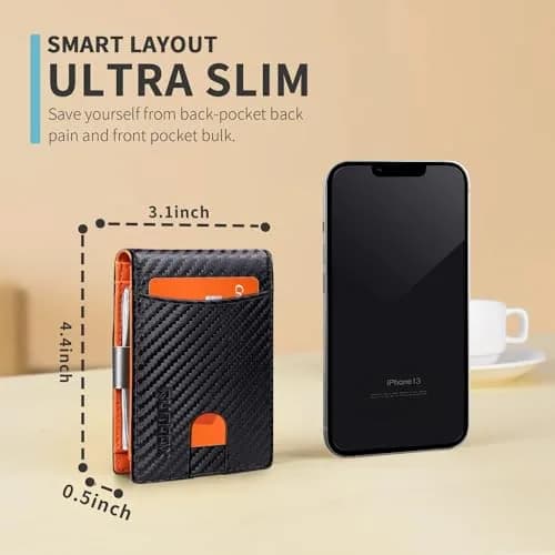 RUNBOX Slim Money Clip Wallets for Men and Teen Boys RFID Blocking 11 Card Holder Small Leather Bifold Gift Box thumbnail 3