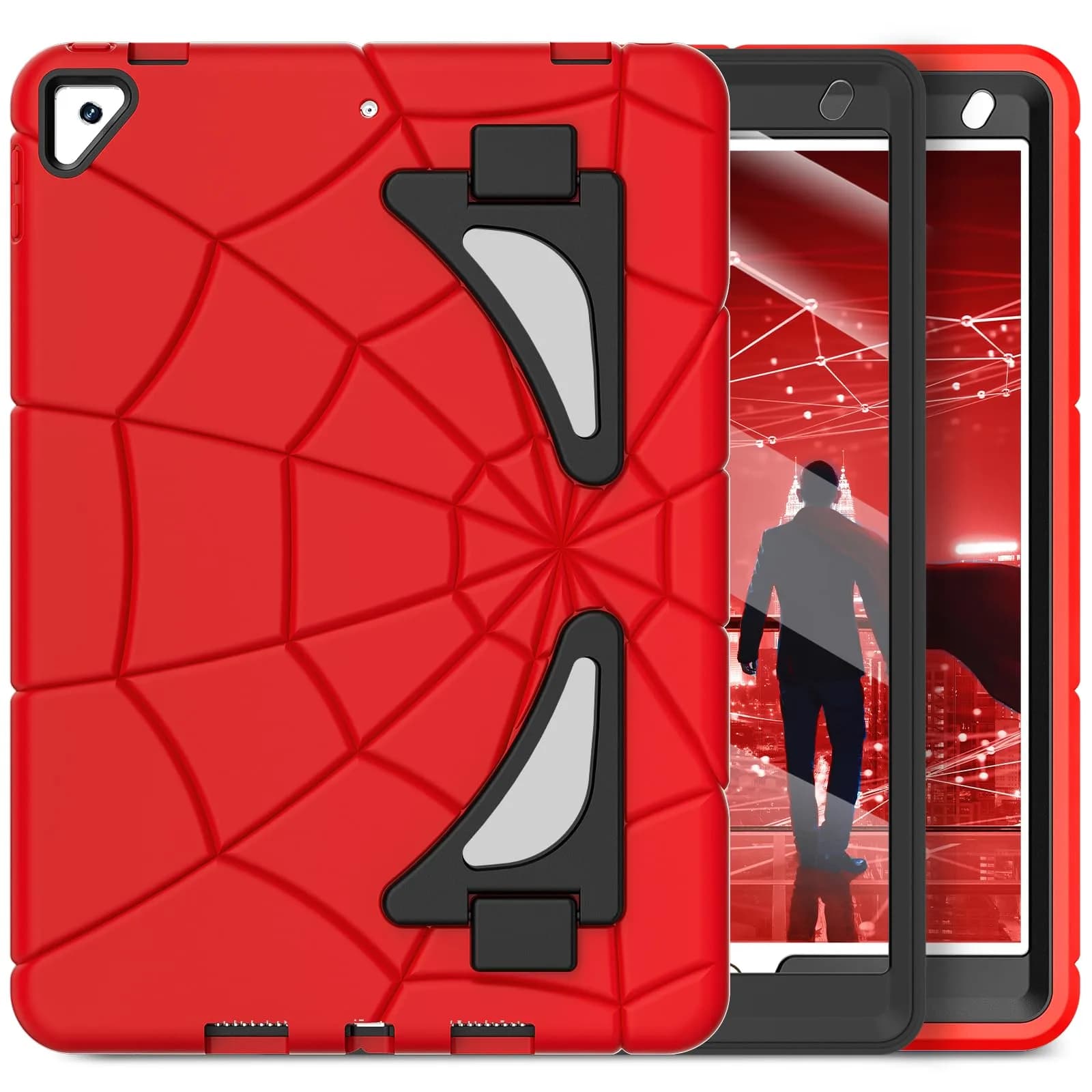 Nitupai Case for iPad 9th / 8th / 7th Gen 10.2 Inch | Rugged Shockproof Protective Cover — Red Black