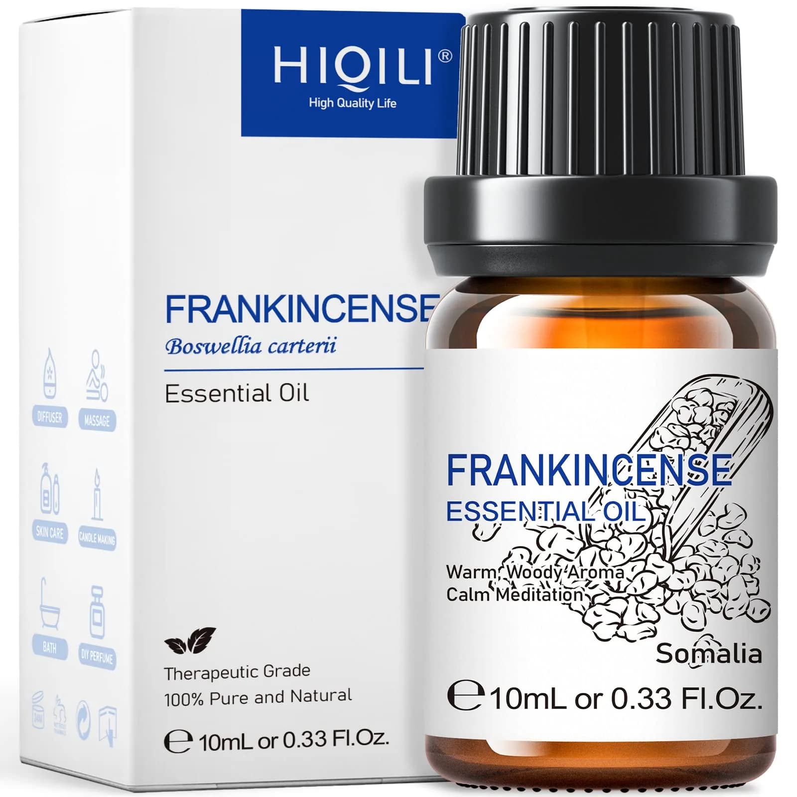 HIQILI Frankincense Essential Oil 10ml | Pure Aroma for Relaxation & Skin Care - main product image