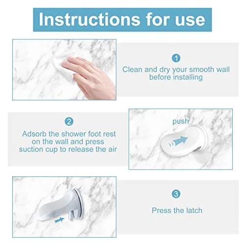 Andiker Shower Foot Rest | Bathroom Pedal with Suction Cup for Legs & Shaving (White) | No Drilling thumbnail 4