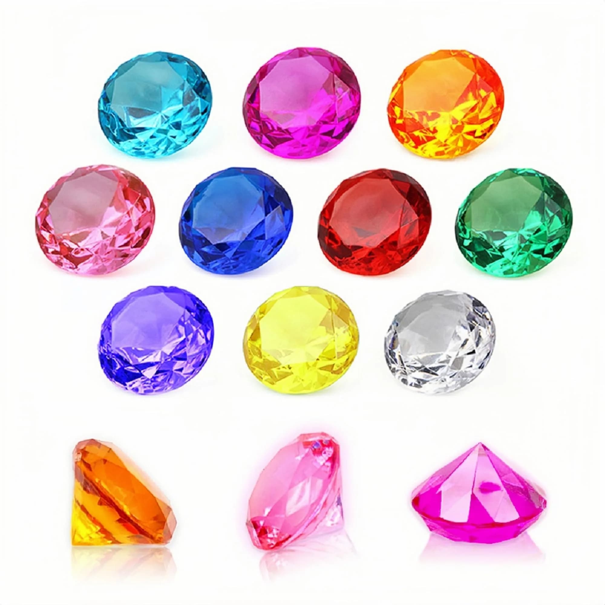 NLR FUN Kids Diamond Toy Set 20 pcs (1.58in Each) | Acrylic Gem Party Favors for Treasure Hunts & Pool Games - main product image