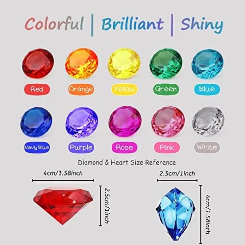 NLR FUN Kids Diamond Toy Set 20 pcs (1.58in Each) | Acrylic Gem Party Favors for Treasure Hunts & Pool Games thumbnail 3