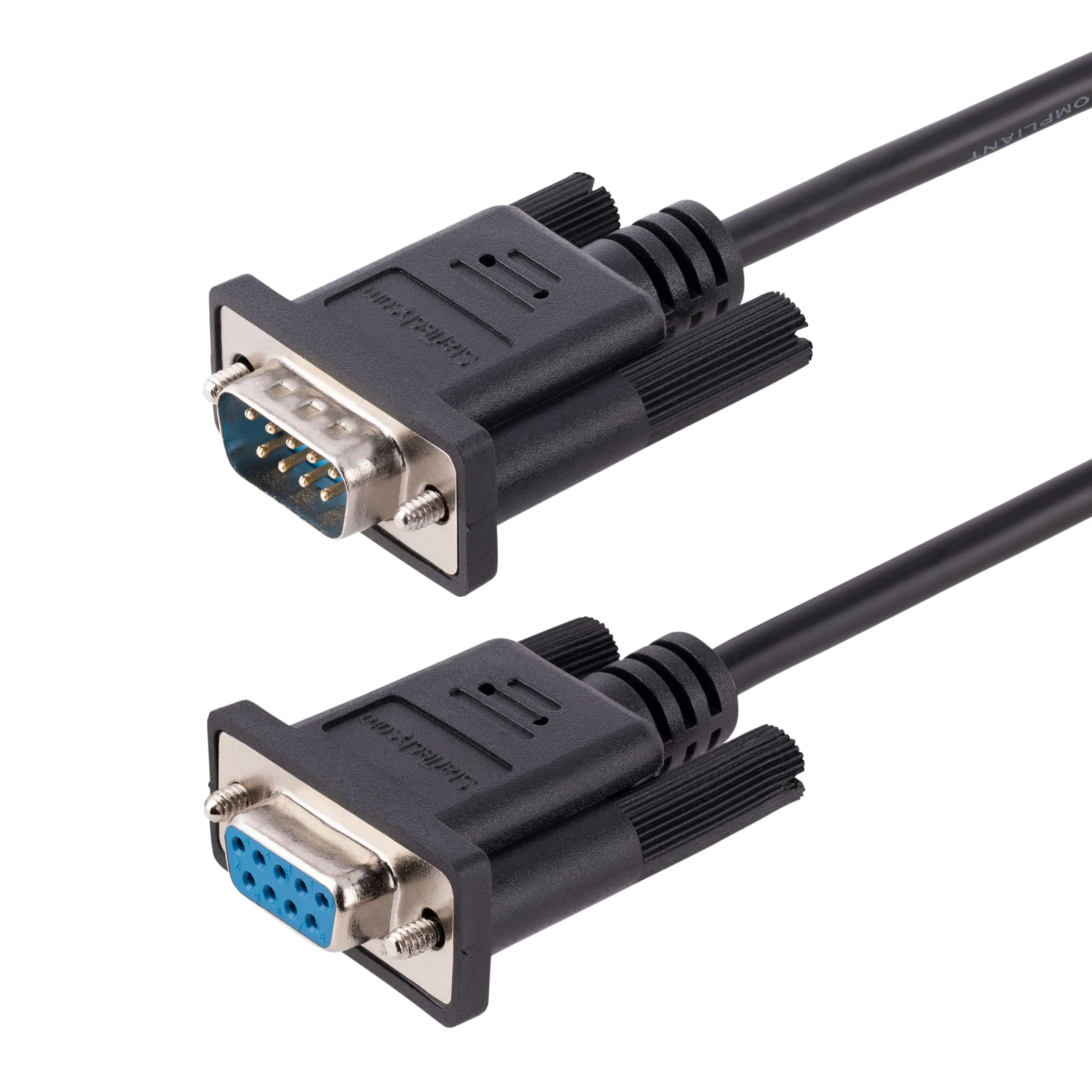 StarTech 3m RS232 Serial Null Modem Cable, Black | 9FMNM-3M-RS232-CABLE | 3 Meter Length — Black