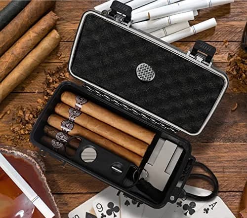 PLAYWITH Travel Cigar Humidor Box Case with Accessories & Spanish Cedar — 12-15 Cigar Capacity, Waterproof & Crushproof thumbnail 5