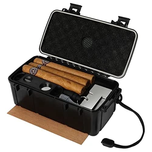PLAYWITH Travel Cigar Humidor Box Case with Accessories & Spanish Cedar — 12-15 Cigar Capacity, Waterproof & Crushproof thumbnail 1