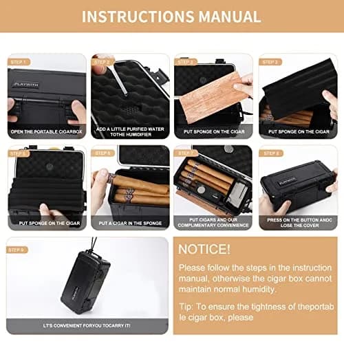 PLAYWITH Travel Cigar Humidor Box Case with Accessories & Spanish Cedar — 12-15 Cigar Capacity, Waterproof & Crushproof thumbnail 7