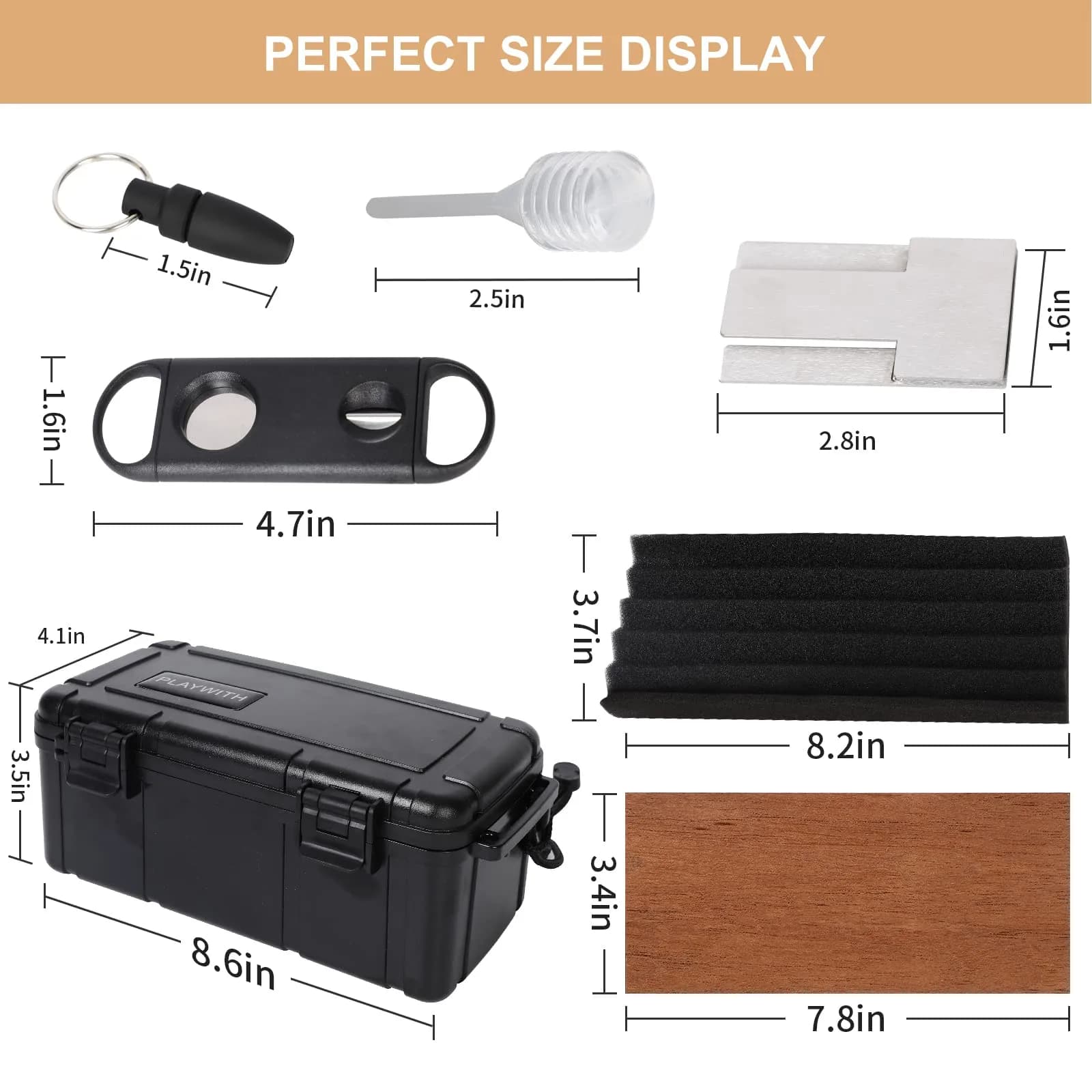 PLAYWITH Travel Cigar Humidor Box Case with Accessories & Spanish Cedar — 12-15 Cigar Capacity, Waterproof & Crushproof - view 4