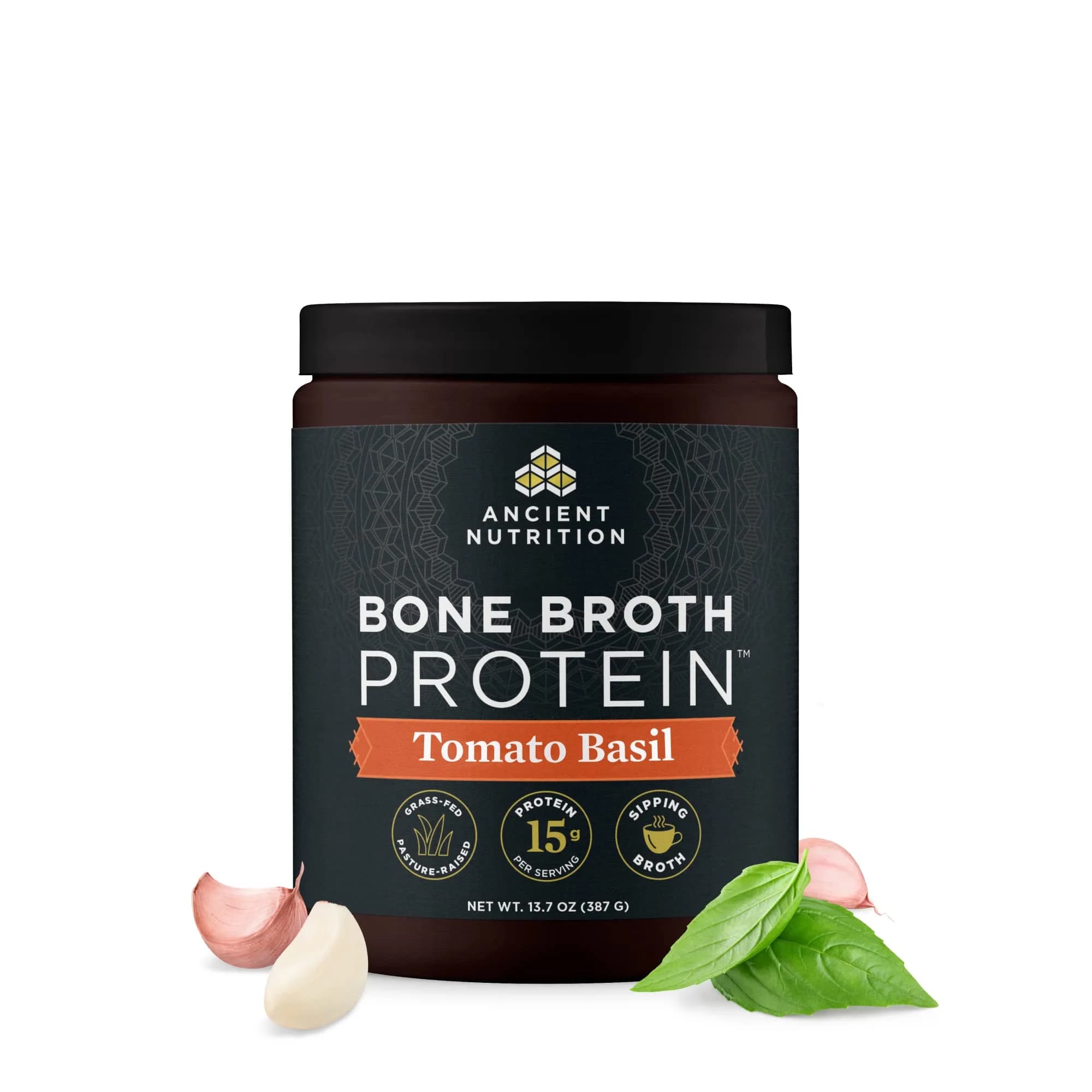 Ancient Nutrition Tomato Basil Bone Broth Protein Powder, 15 Servings | 20g Protein Per Serving - main product image