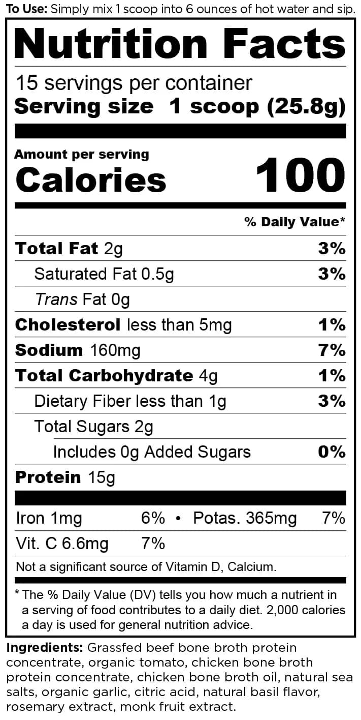Ancient Nutrition Tomato Basil Bone Broth Protein Powder, 15 Servings | 20g Protein Per Serving - view 2